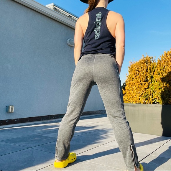 Nike Fleece Gray Zip Ankle Straight Leg Low Ride Streetwear Sport Sweatpants S - Picture 5 of 16